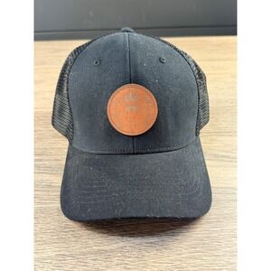 GOAT USA Black Trucker Hat Leather Patch Logo Athleisure Lacrosse Sporty NWT